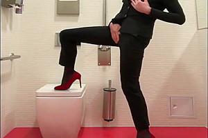 Mean Bitch High Heels Long Legs Office Toilet Like Small Girl...