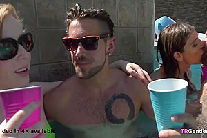 Aubrey Kate Khloe Kay And Shiri Allwood Nasty Trannies And Male Friends Having Orgy By The Pool...