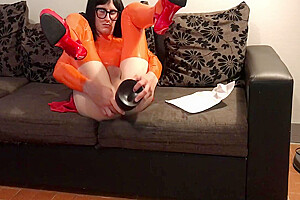Velma from scooby doo in latex...
