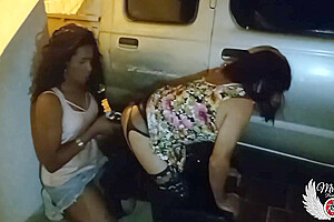 Outdoor Public Sex With 2 Trans And A Big Dildo Deep Ass On The Night Street 5 Min...