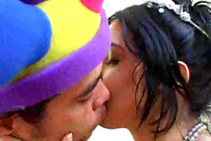 Masquerade sex with a small tited tranny thumbnail